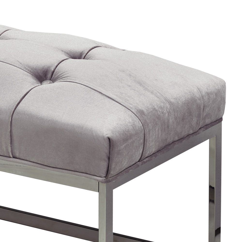 Modern Bench: Grey Velvet